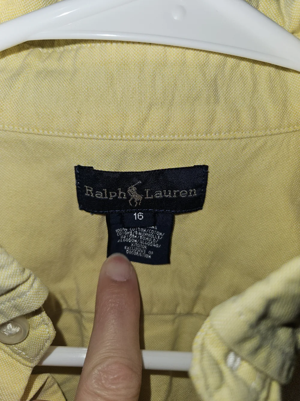 Ralph Lauren Boys Pale Yellow Button-Down Oxford Shirt